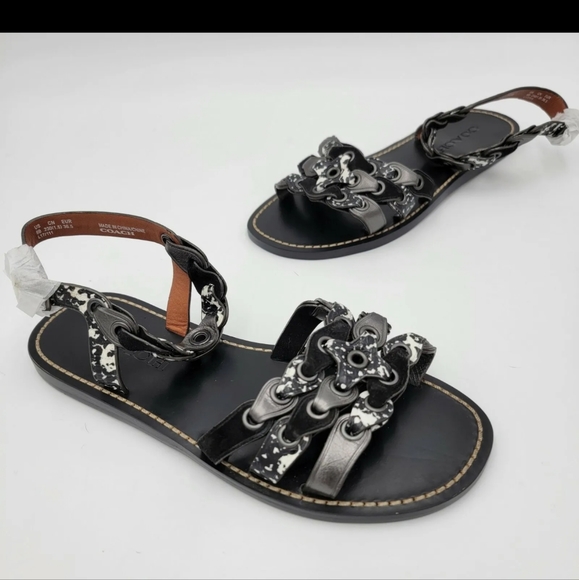 Coach Chain Link Strappy Sandal Gunmetal New NWOB Size 6 - Picture 2 of 5